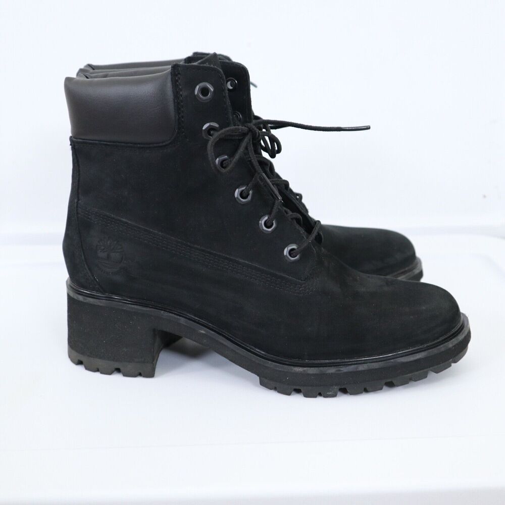 Timberland Womens Size 9.5 Kinsley Ankle Boots Black Suede Waterproof Lug Sole